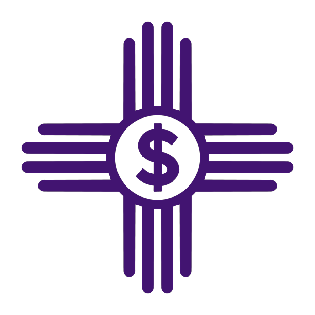 Icon of New Mexico State Zia symbol encompassing a $ symbol