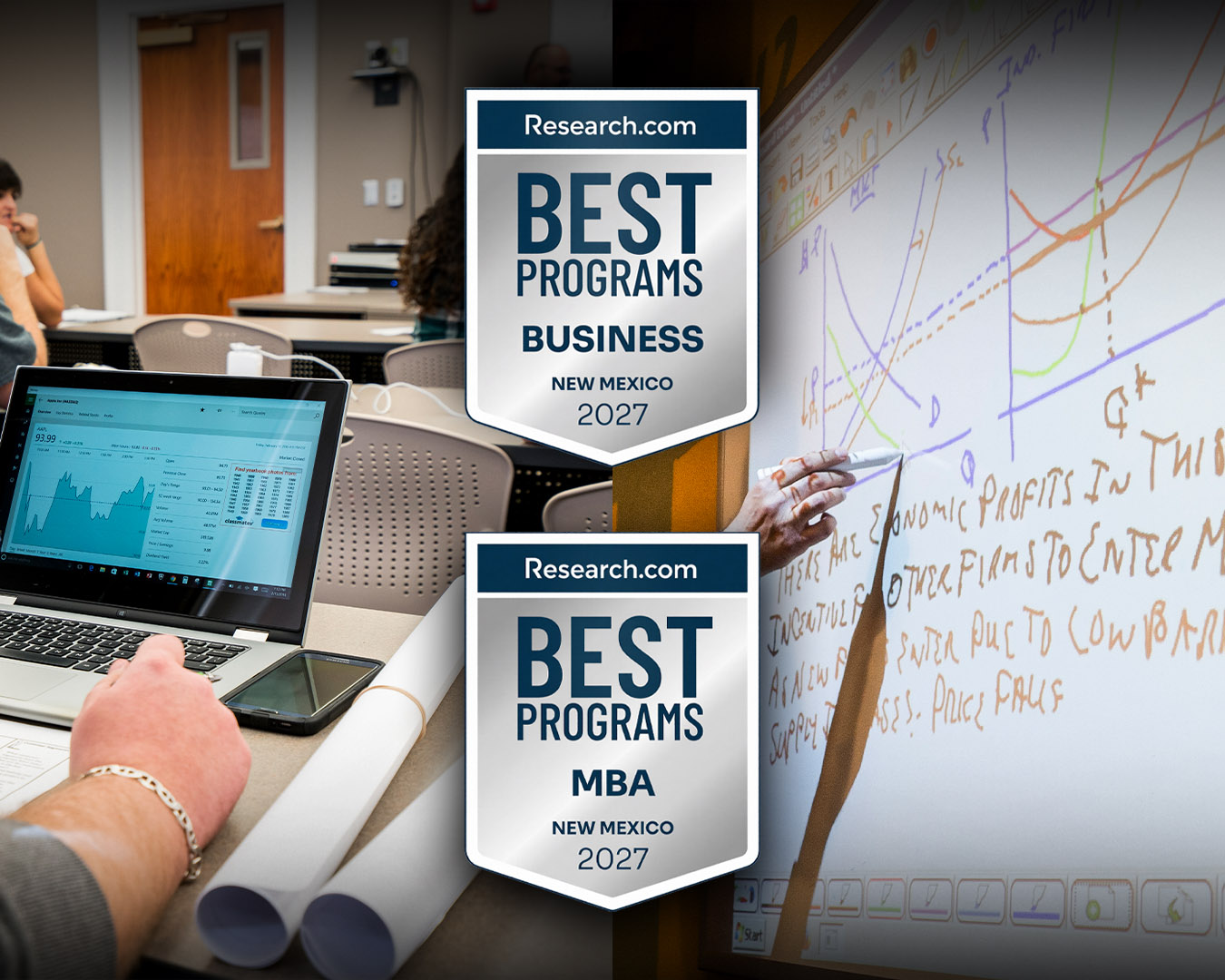 A graphic indicating BEST awards for WNMU business school