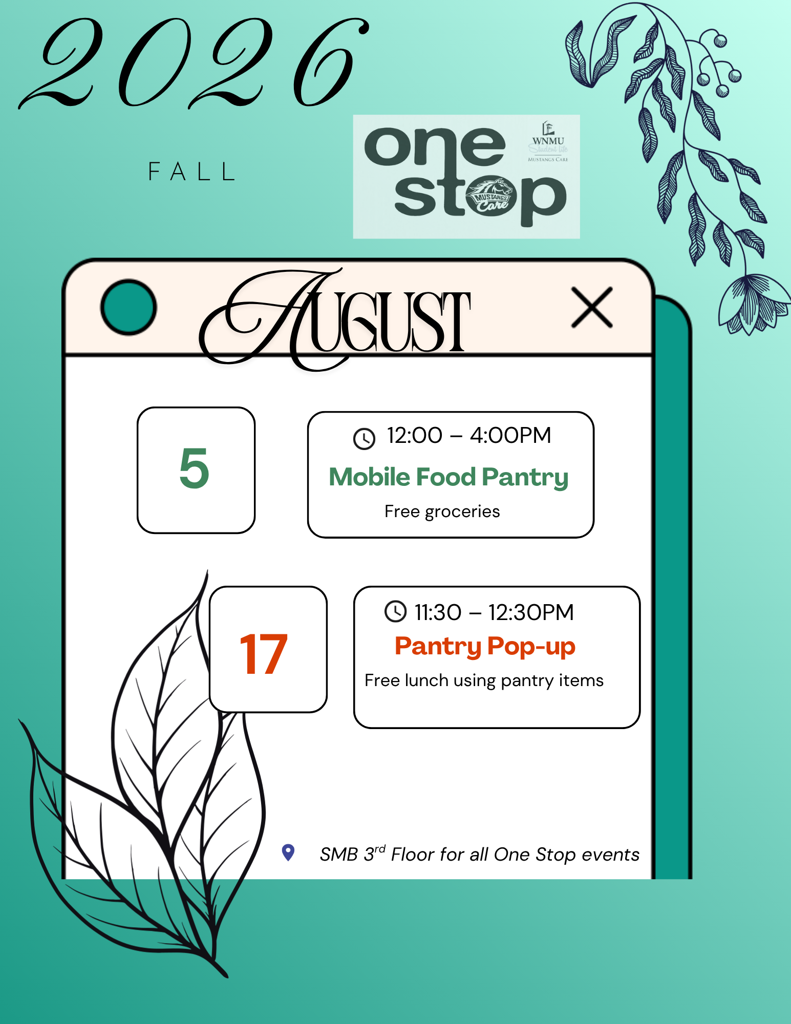 OneStop August Schedule